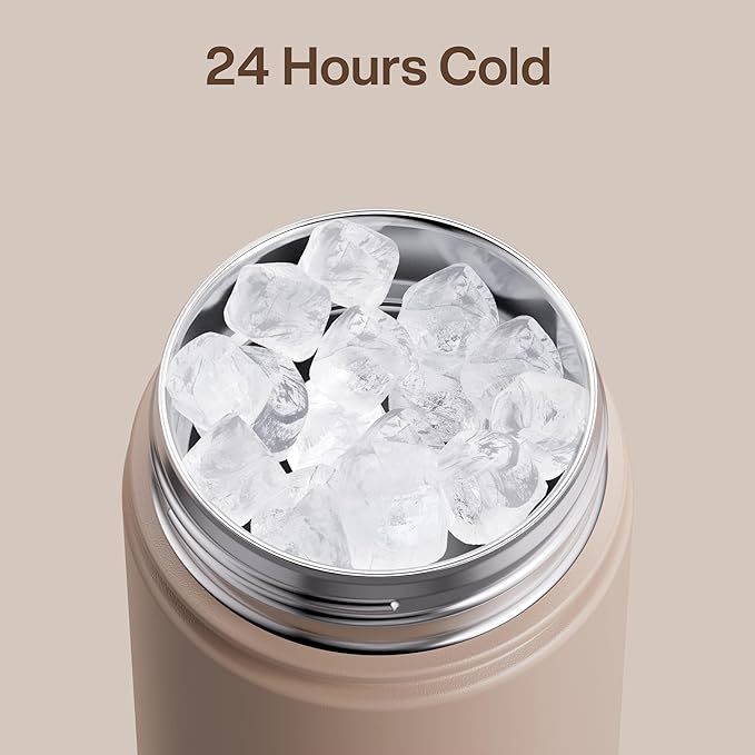 Insulated Water Bottle with Straw - Encool Stainless Steel Water Bottle, Leak-Proof, BPA-Free, Double Wall Vacuum Keeps Cold for 24 Hours for Sports, Travel, School (26 oz, Raw Umber)-Ruum Studio Home