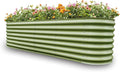 Gardmax Galvanized Raised Garden Bed, Lightweight Planter Boxes Outdoor with Easy Assembly, Large Garden Bed for Vegetables, Fruits, Flower Light Green 8x2x1.8FT-Ruum Studio Home
