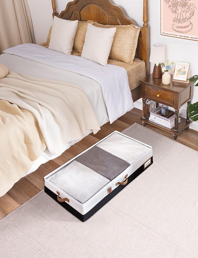 StorageWorks Large Under Bed Storage Containers with Handles and Label Holder, 2 Pack Ultra-thick Fabric Underbed Bins, Closet Organizer for Clothes, Blankets, Sweater-Ruum Studio Home