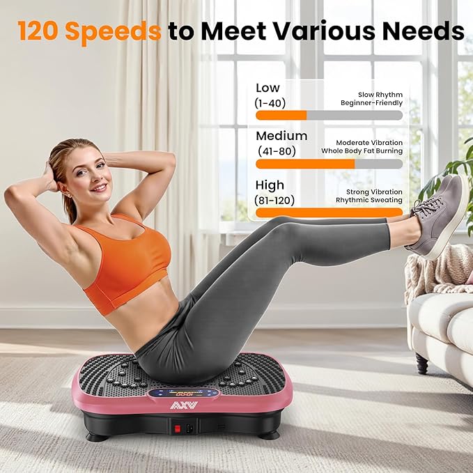 AXV Vibration Plate Fitness Platform Exercise Machine Vibrating Lymphatic Drainage Shaking Full Body Shaker Workout Vibrate Stand Shake Board Sport Gym for Weight Loss Fat Burner for Women Men-Ruum Studio Home