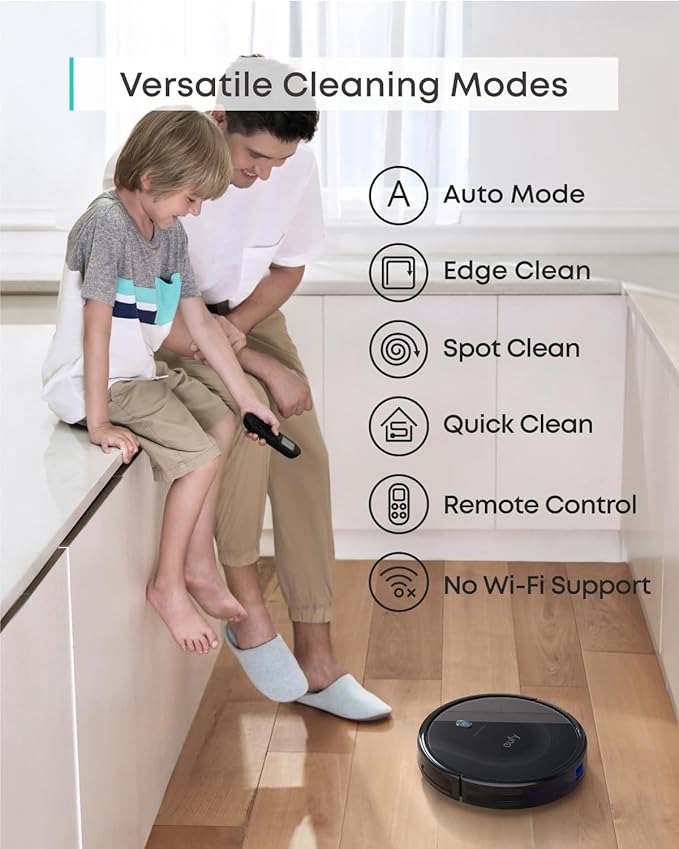 eufy Robot Vacuum 11S MAX, Super Thin, Powerful Suction, Quiet, Self-Charging Robotic Vacuum Cleaner, Cleans Hard Floors to Medium-Pile Carpets, Black-Ruum Studio Home