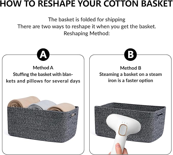Large Storage Baskets for Shelves, Closet Organizers Bins for Clothes Blanket Towels, Baby Nursery, Toy Baskets Box, Woven Rope Baskets, 17 x 13 x 7.5”, 3 Packs Dark Gray-Ruum Studio Home
