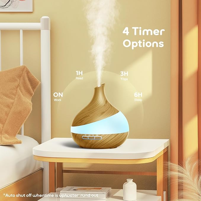 500ML Essential Oil Diffuser: Aroma Diffuser with Remote Control for Hotel Spa Yoga Room - Humidifiers for Bedroom with 14 Colors LED Night Light for Kids/Women Home Relaxation-Ruum Studio Home