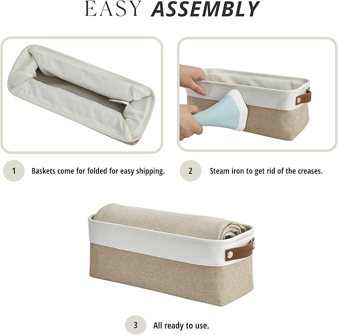 DECOMOMO Narrow Storage Bins Small Baskets for Organizing Bathroom, Toilet Tank, Towel Storage, Entryway, Gifts (Beige and White - Set of 4)-Ruum Studio Home