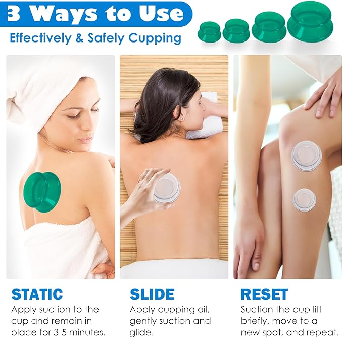15Pcs Cupping Therapy Set-Professional Silicone Cupping, Suitable for Facial Body Massage/Deep Myofascial Release/Pain Relief/Muscle Relaxation & More (Green,15pcs)-Ruum Studio Home
