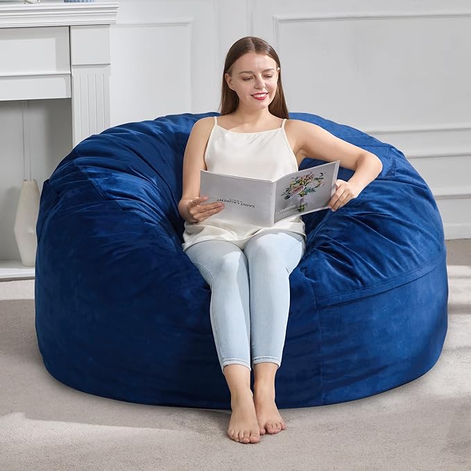 Hobestluk 4FT Bean Bag Chair Giant Bean Bag Chairs for Adults Large Bean Chairs with Removable Cover, Beanbag Chair with Filler, Adult Bean Bag Chairs for Living Room, Bedroom-Ruum Studio Home