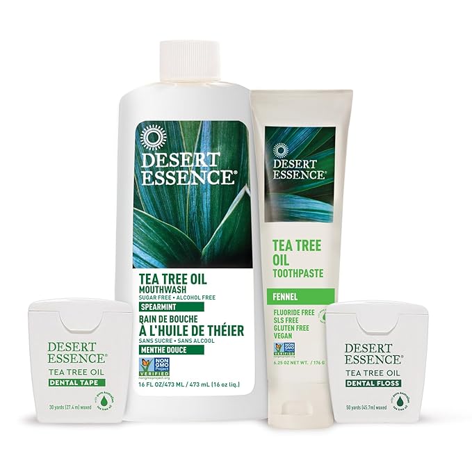 Desert Essence Tea Tree Oil & Fennel Toothpaste, 6.25 oz - Fluoride Free, Gluten Free, Vegan, Non-GMO - Oral Care with Baking Soda & Sea Salt for Healthy Teeth & Gums, Fresh Breath-Ruum Studio Home