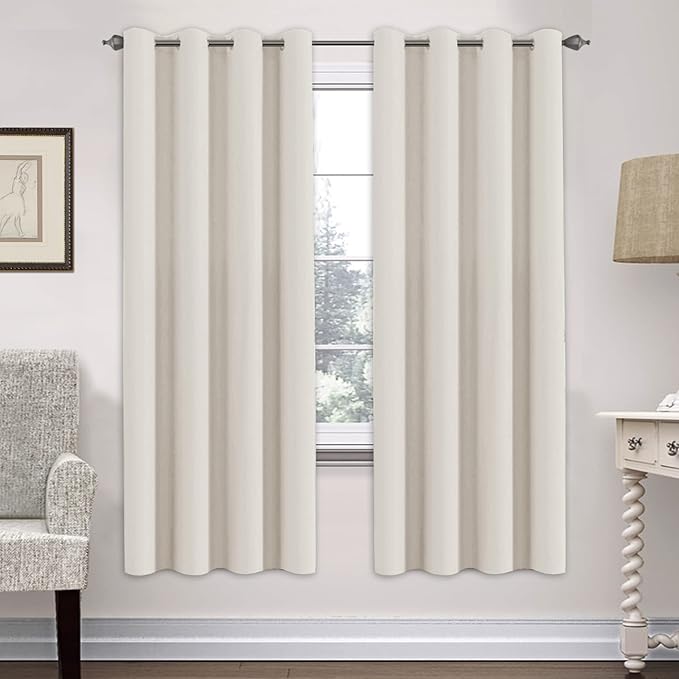 H.VERSAILTEX Room Darkening Curtains for Living Room Light Reducing Thermal Insulated Window Treatment Panels/Drapes Grommet Top 2 Panels (Ivory - 52 x 72 Inches)-Ruum Studio Home