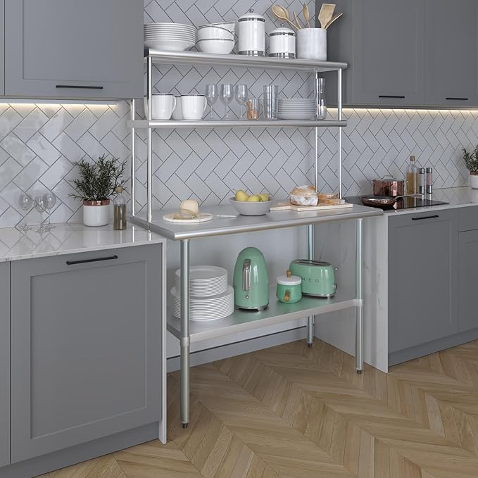 AmGood Double OverShelf Stainless Steel NSF - Many (48" Long x 12" Deep)-Ruum Studio Home