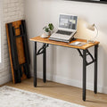 Frylr Small Folding Computer Desk – Portable 35.8 Inch Foldable Laptop Table, Collapsible and Compact for Easy Storage and Fast Setup, Lightweight for Small Spaces, Craft and Study Use, Rustic Brown-Ruum Studio Home