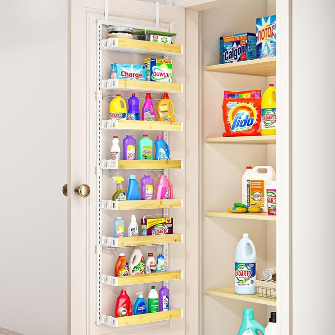 bukfen Over the Door Pantry Organizer 8-Tier Adjustable Basket Kitchen Pantry Door Organization and Storage, 2 in 1 Wall Mount or Hanging Heavy-Duty Metal Hanging Kitchen Spice Rack-Ruum Studio Home