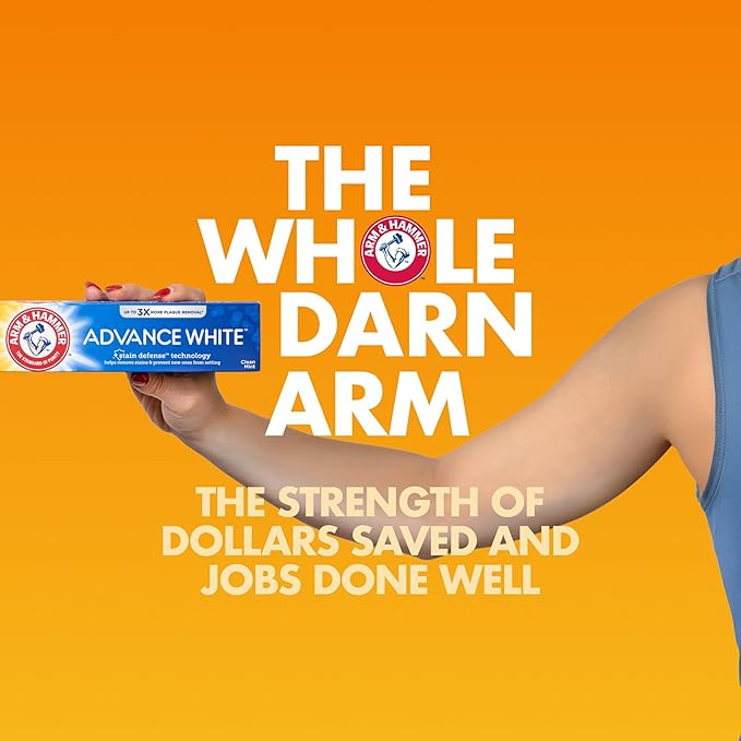 ARM & HAMMER Advance White Toothpaste, Teeth Whitening Baking Soda Toothpaste with Stain Defense Technology and Fluoride, Clean Mint Flavor, 6.0 Oz (4 Pack)-Ruum Studio Home