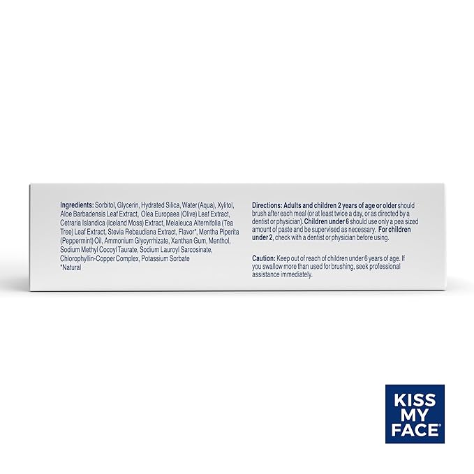 Kiss My Face Super White Toothpaste Gel, Cool Mint Flavor, Removes Plaque and Stains, Teeth Whitening Toothpaste, Fluoride Free, Vegan, 4.5 oz, 6 Pack-Ruum Studio Home