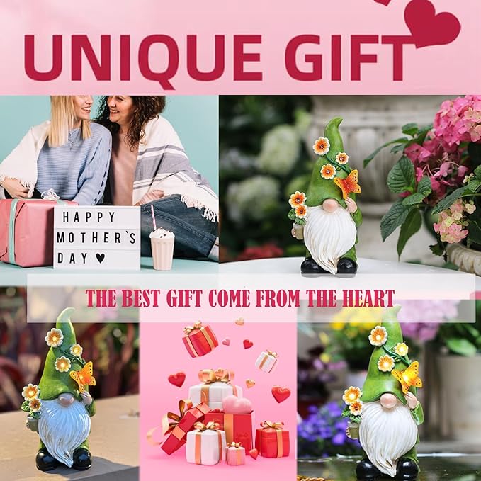 Snowrabbit Garden Gnomes Statue Outdoor Decor,10.5" Resin Solar Garden Gnome Outdoor Statues, Funny Gnomes Gardening Gifts for Women,Bithday Gifts for Grandma-Ruum Studio Home