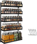 X-cosrack Wall Mount Spice Rack Organizer 5 Tier Height-Adjustable Hanging Spice Shelf Storage for Kitchen Pantry Cabinet, Dual-Use Seasoning Holder Rack with Hooks, Black-Patented-Ruum Studio Home