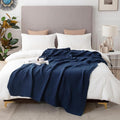 EMME Cotton Muslin Blanket King Size - Soft, Breathable Layering Blanket, 108"x90", All Season Gauze, Navy-Ruum Studio Home