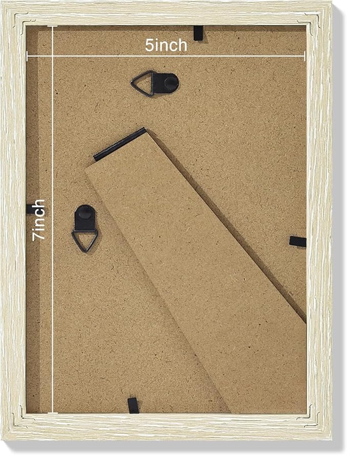 Vittanly 5x7 Picture Frames Set of 9, Shatter Resistant Plexiglass, Display 4x6 Pictures with Mat or 5x7 without Mat, Photo Frames for Wall or Tabletop, Engineered Wood, Cornsilk-Ruum Studio Home