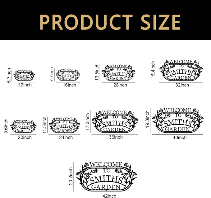 YTDESIGN Personalized Garden Sign, 42.0 x 12.0 inches, Stainless Steel, Decorative Outdoor Signage-Ruum Studio Home