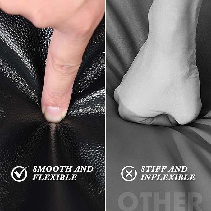 Leather Ottoman,Handmade Stuffed Square Ottoman,Genuine Leather Pouf, Foot Rest Pouf,Comfortable Soft Seating for Living Room & Bedroom (Black, Square)-Ruum Studio Home