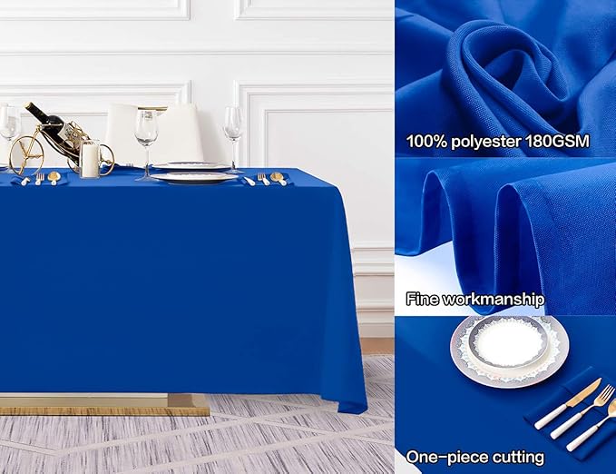 Surmente Blue Tablecloth 90 x 132-inch Rectangular Polyester Table Cloth for Weddings, Banquets, or Restaurants-Ruum Studio Home