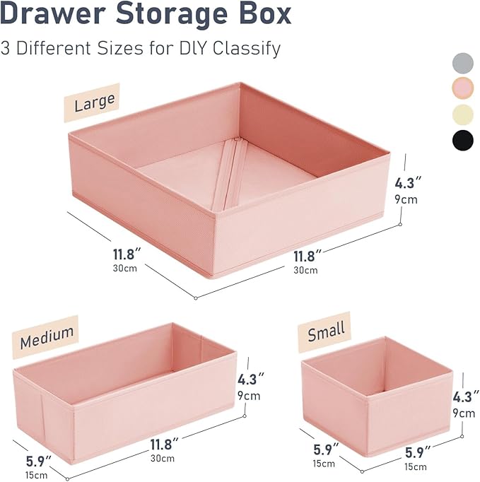 DIMJ Drawer Organizer Clothes 15 Pack - Foldable Dresser Organizer for Nursery, Bedroom, Closet - Pink Dividers for Baby Clothes, Underwear, Clothing, Sock, Belt, Tie-Ruum Studio Home