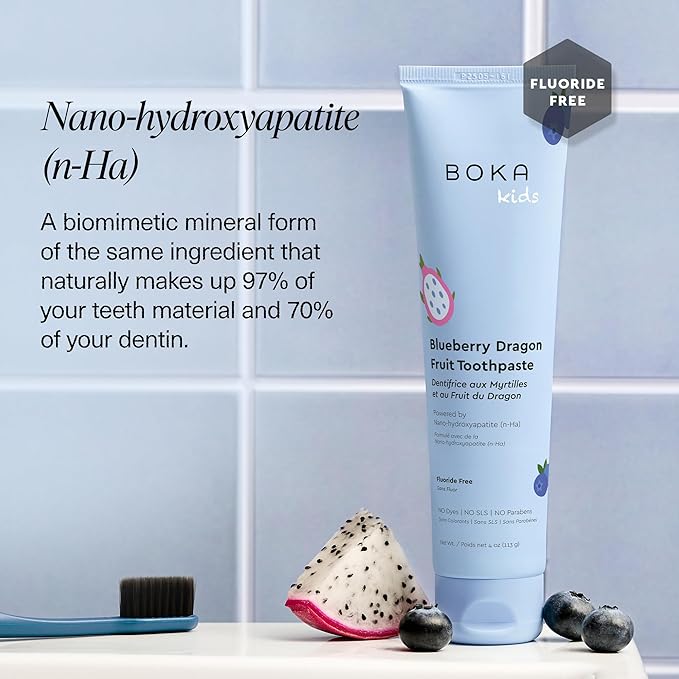 Boka Fluoride Free Toothpaste Nano Hydroxyapatite Toothpaste - Blueberry Dragon Fruit Flavor, 4 oz 1Pk US Manufactured-Ruum Studio Home
