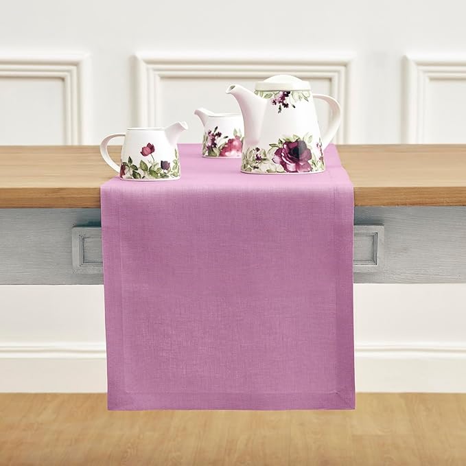 Solino Home Linen Violet Table Runner 90 Inches Long - 100% Pure Linen Dining Table Runner 14 x 90 Inch for Halloween - Fete-Ruum Studio Home