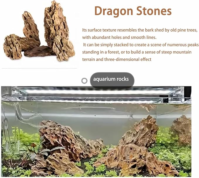 Dragon Rocks Aquarium Rock aquascaping Natural Stone Rocks Fish Tank Decor Rocks for Aquariums Landscaping Model Tank Decoration Aquarium Miniature -20Lb (2-8 inch)-Ruum Studio Home