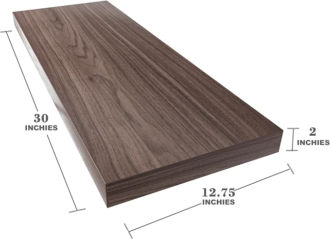 Large Floating Shelves for Wall Set of 1 Wooden Wall Shelves 30 in x 12.75 in x 2 in Room Decor Long Shelf with Invisible Wall Mount Bracket for Bedroom Kitchen Living Room Walnut-Ruum Studio Home