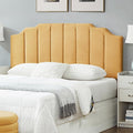 24KF Yellow Teddy Fabric Tufted for Queen Upholstered Headboard, Modern Vertical Channel Design Full Headboard with Stepped Silhouette Top Edge,6026-Q-Teddy Yellow-Ruum Studio Home
