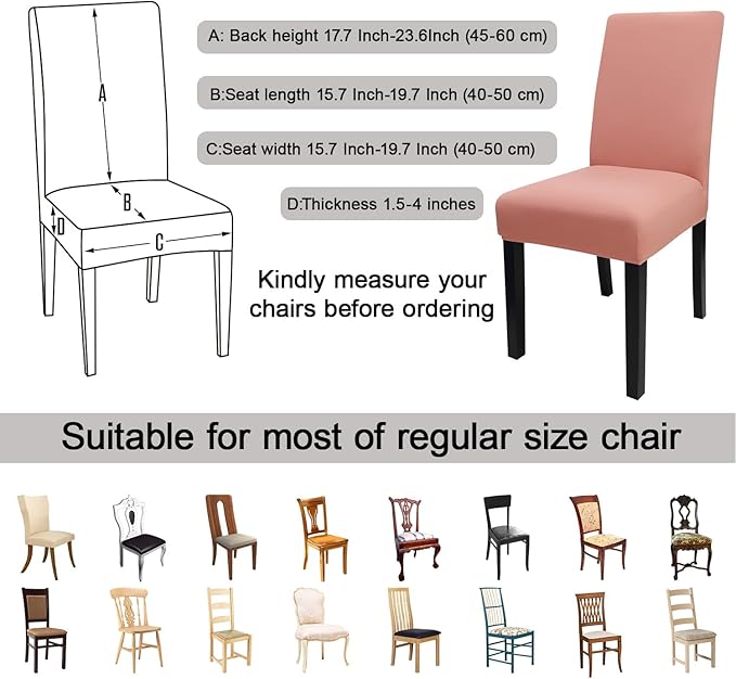 JQinHome Terra Cotta Chair Covers for Dining Room Set of 6, High Stretch Removable Washable Parsons Chair Slipcover for Home Party Hotel Wedding Ceremony (6PCS,Terra Cotta)
