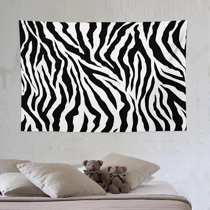 HZOHNAGO Zebra Print Tapestry Nature Wild Animals Black and White Stripe Printed Wall Tapestry Painting Wall Hanging for Bedroom Living Room Dorm 60" W x 40" H-Ruum Studio Home