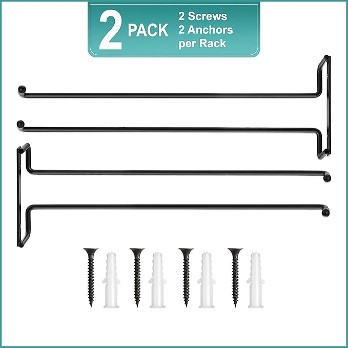 Sorbus Wall Mount Wine Rack + Under Cabinet Wine Glass Holder Set - Wine Rack Wall Mounted for Wine Bottles, Champagne, and Wine Glasses - Complete Your Home Bar & Wine Kitchen Storage, 1 Pack-Ruum Studio Home