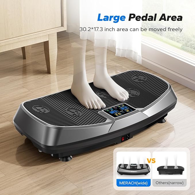MERACH Vibration Plate Exercise Machine, 3D & 4D Vibration Plate with 2 Tension Ropes LED Display, Whole Body Vibration Platform for Women Men, Exercise Equipment for Home-Ruum Studio Home