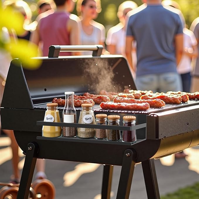 Magnetic Spice Rack Organizer for Fridge Seasoning Organizer for Kitchen Storage With Screw Magnetic Shelf for Oven, RV,Garage,Bathroom(Black, 4pack)-Ruum Studio Home