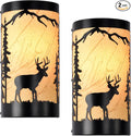 Wall Sconces Set of Two,Deer Metal Yellow Parchment Rustic Wall Sconces,Farmhouse Matte Black Wall Mount Lamp,Vintage Bedroom Wall Lights,Indoor Wall Lamps for Living Room,Hallway,Porch-Ruum Studio Home