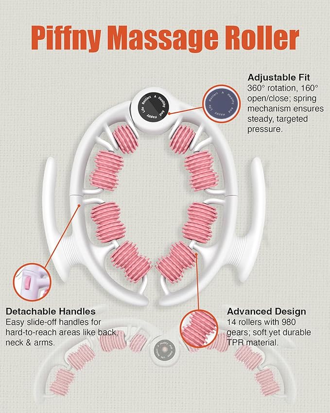 Cellulite Massage Roller - Anti-Cellulite Massager with Detachable Roller Handles for Thighs, Legs & Buttocks - Fascia Massage Tool for Lymphatic Drainage & Deep Tissue Therapy (Pink)-Ruum Studio Home
