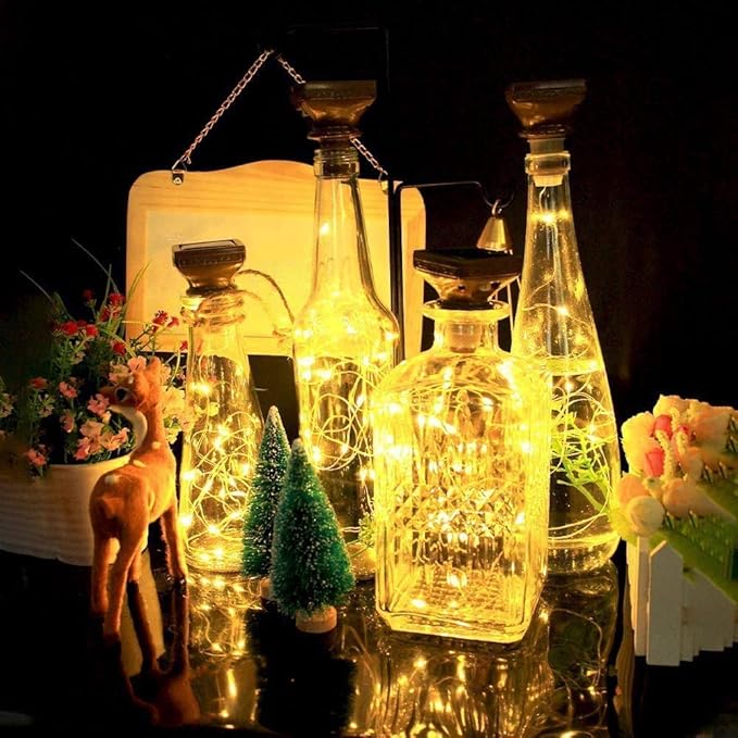 YJFWAL Upgraded 12 Pack Solar Wine Bottle Lights, 20 LEDs Waterproof Copper Light, Bottle Light Fairy Cork String Lights for Yard Patio Decor, DIY Birthday Gift for Mom Grandma Girlfriend(3 Colors)-Ruum Studio Home