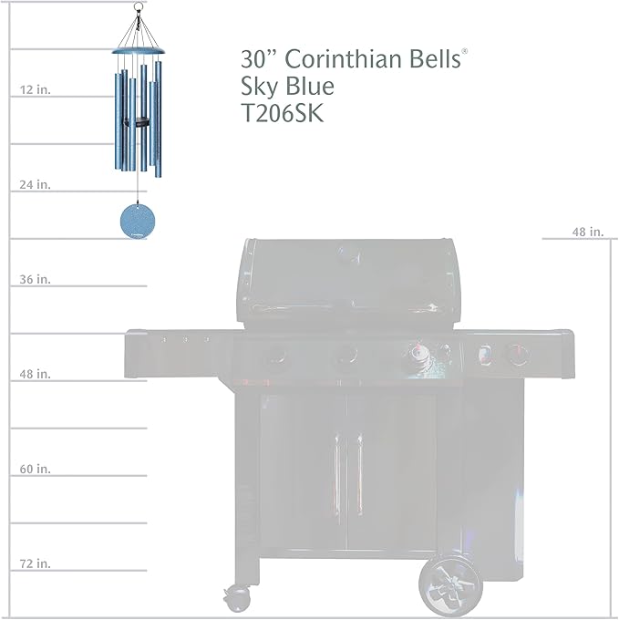 Corinthian Bells by Wind River - 30 inch Sky Blue Wind Chime for Patio, Backyard, Garden, and Outdoor Decor (Aluminum Chime) Made in The USA-Ruum Studio Home