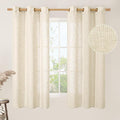 LAMIT Linen Curtains 63 inches Long for Bedroom, Bronze Grommet Linen Drapes Light Filtering Sheer Window Curtains for Living Room, Set of 2 Panels (38 x 63 Inch, Beige)-Ruum Studio Home