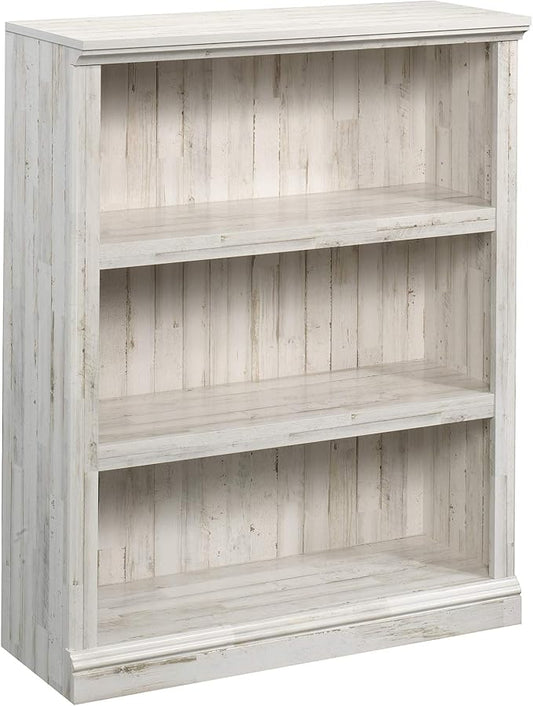 Sauder 3 Tier Book Shelf Wooden Bookcase Multipurpose Bookshelf for Home Office, Living Room, in White Plank-Ruum Studio Home
