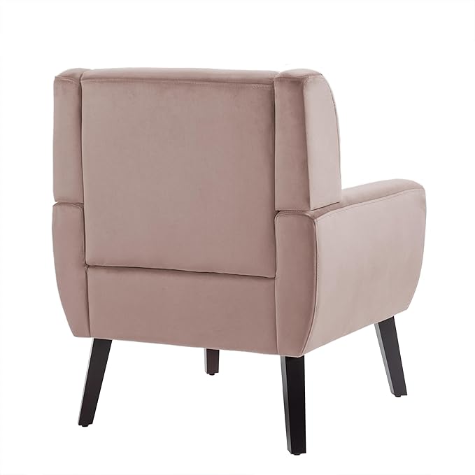 UIXE Accent Chair, Velvet Upholstered Armchair for Living Room, Modern Club Arm Chairs Comfy Single Sofa Button Tufted Bedroom Reading Seat - Skin Pink, Set of 1-Ruum Studio Home