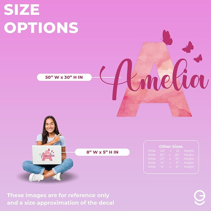 Custom Stickers Name Wall Decor I Personalized Name Sign for Room Decor | Multiple Custom Name & Initial I Decal for Baby Girl Nursery Decor I Nursery Wall Decal for Baby (C. Pink Sky)-Ruum Studio Home