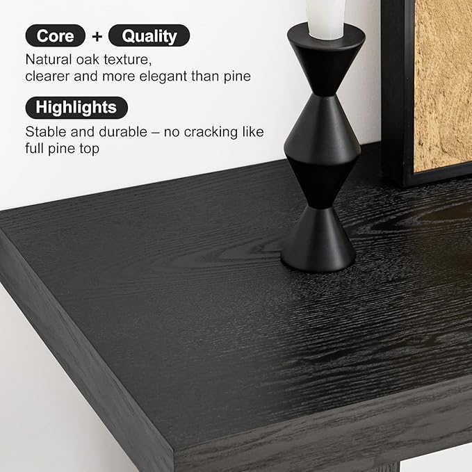 BECHAEO 47-Inch Modern Narrow Console Tables with Solid Wood Veneer - 2’’ Thickened Tabletop, 2-Tier Slim Sofa Table Behind Couch, Rectangle Entryway Table for Hallway Living Room, Black Oak-Ruum Studio Home
