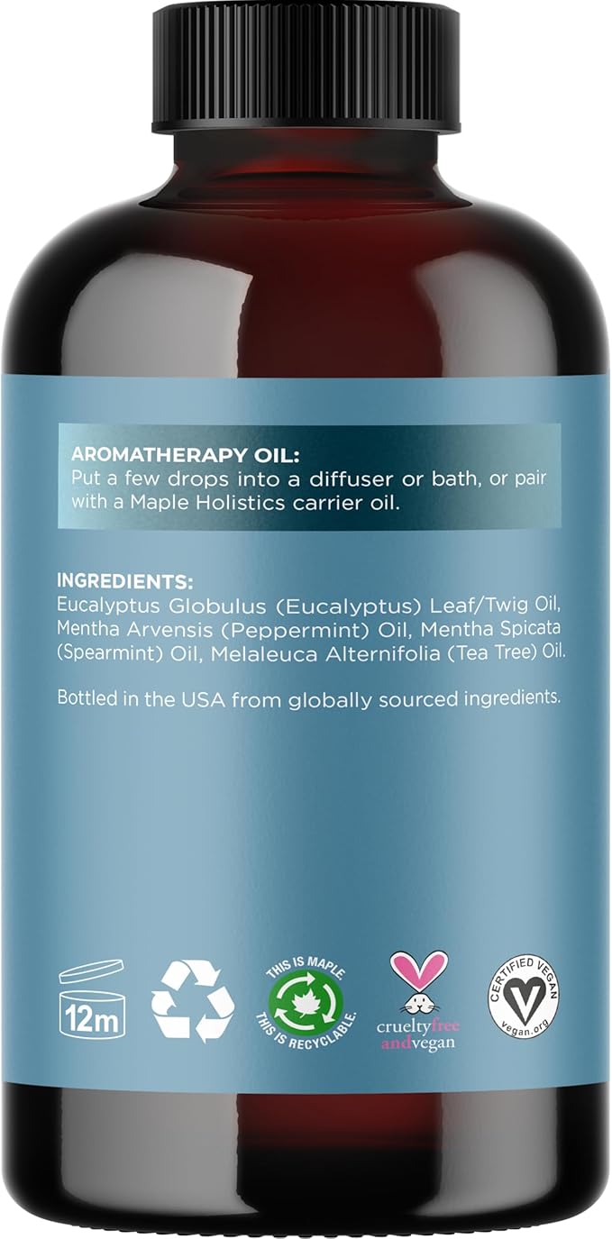 Breathe Essential Oil for Diffuser - Invigorating and Refreshing Breathe Essential Oil Blend with Eucalyptus Peppermint Tea Tree and Mint for Diffusers for Home and Shower Aromatherapy (4 Fl Oz)-Ruum Studio Home