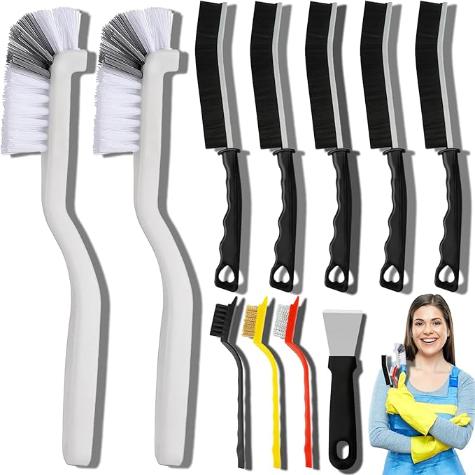 11Pcs Crevice Cleaning Brush Set, Hard Bristle Cleaning Supplies for Kitchen, Bathroom, Corner, Grout, Sink, Cup, Teapot, Bottle, Blender-Ruum Studio Home