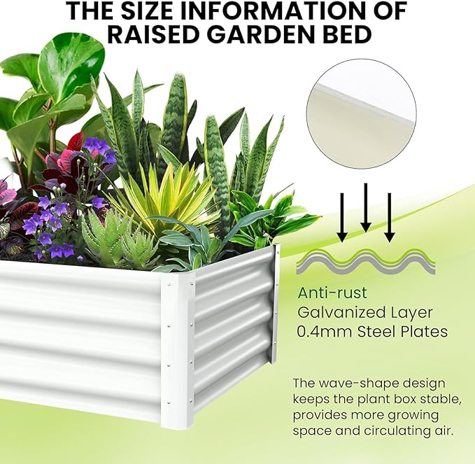 6x3x1ft Large Outdoor Planter Boxes Kit Set of 2, Galvanized Raised Bed Planter with Open-Ended Base Design, Elevated for Outdoor Plants, Durable Raised Bed for Gardening,Beige-Ruum Studio Home