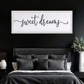 Sweet Dreams Over Bed Wall Decor 32"×12" for Master Bedroom Above Bed Wood Framed Wall Art Sign (White)-Ruum Studio Home