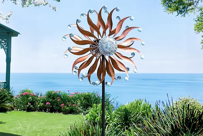 LimeHill Metal Wind Spinner for Garden and Yard - Kinetic Wind Spinners Outdoor Large (24 x 84 inches)-Ruum Studio Home