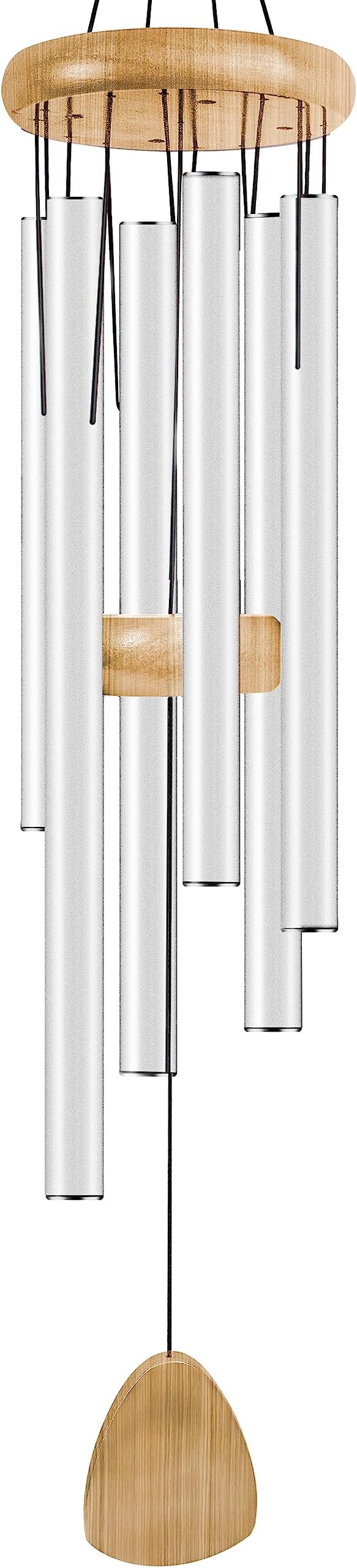 Large Aluminium Wind Chimes 37 Inches to Create a Zen Atmosphere Suitable for Outdoor, Garden, Patio Decoration. Classic Wind Chimes with Wind Catcher Suitable as A Gift for Unisex(White)-Ruum Studio Home